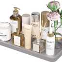 Weenson Bathroom Vanity Tray for Perfume Makeup Jewelry Decor Candle, Bamboo Kitchen Tray for Soap Dispenser Spice, Coffee, Toilet Tank Tray Nightstand Silver 11.81L x 6.1W x 0.79H