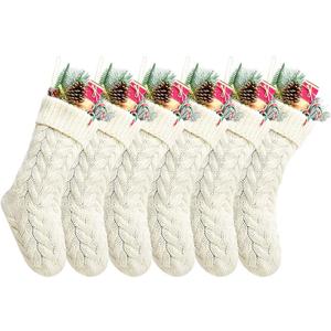 Christmas Stockings Bulk, 20 Inch Ivory Knit Stockings Christmas Holiday Decoration, 6 Pack