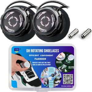 RYBG Rotating No Tie Shoelaces - Automatic Lock Buckle laces,4ft Tieless Shoe Laces Tennis Shoes Sneakers 1 Size Fits All for Kids Adult