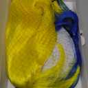 Blue and Yellow Wigs for Women Short Curly Wavy Cosplay Wig With Bangs Heat Resistant Synthetic Wigs for Daily Use With Wig Cap