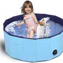 Dog Pool Foldable pet Pool Dog Swimming Pool pet Swimming Pool PVC Non-Slip for All Kinds of Pets 40-12in (Blue)