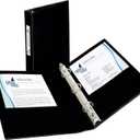 Avery(R) Mini Durable 3 Ring Binder, 1" Round Rings, Holds 5-1/2" x 8-1/2" Paper, Label Holder, 1 Black Binder (27257)