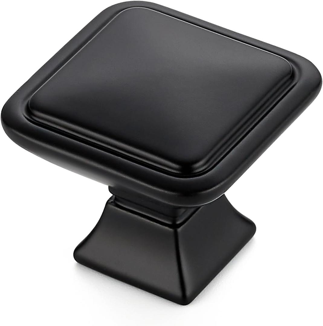 Ravinte 15 Pack Solid Single Hole Square Foot Cabinet Arch Knobs Kitchen Cabinet Knobs Matte Black Cabinet Knobs Black Drawer Pulls Kitchen Cabinet Hardware Knobs for Cabinets Cupboard Handles