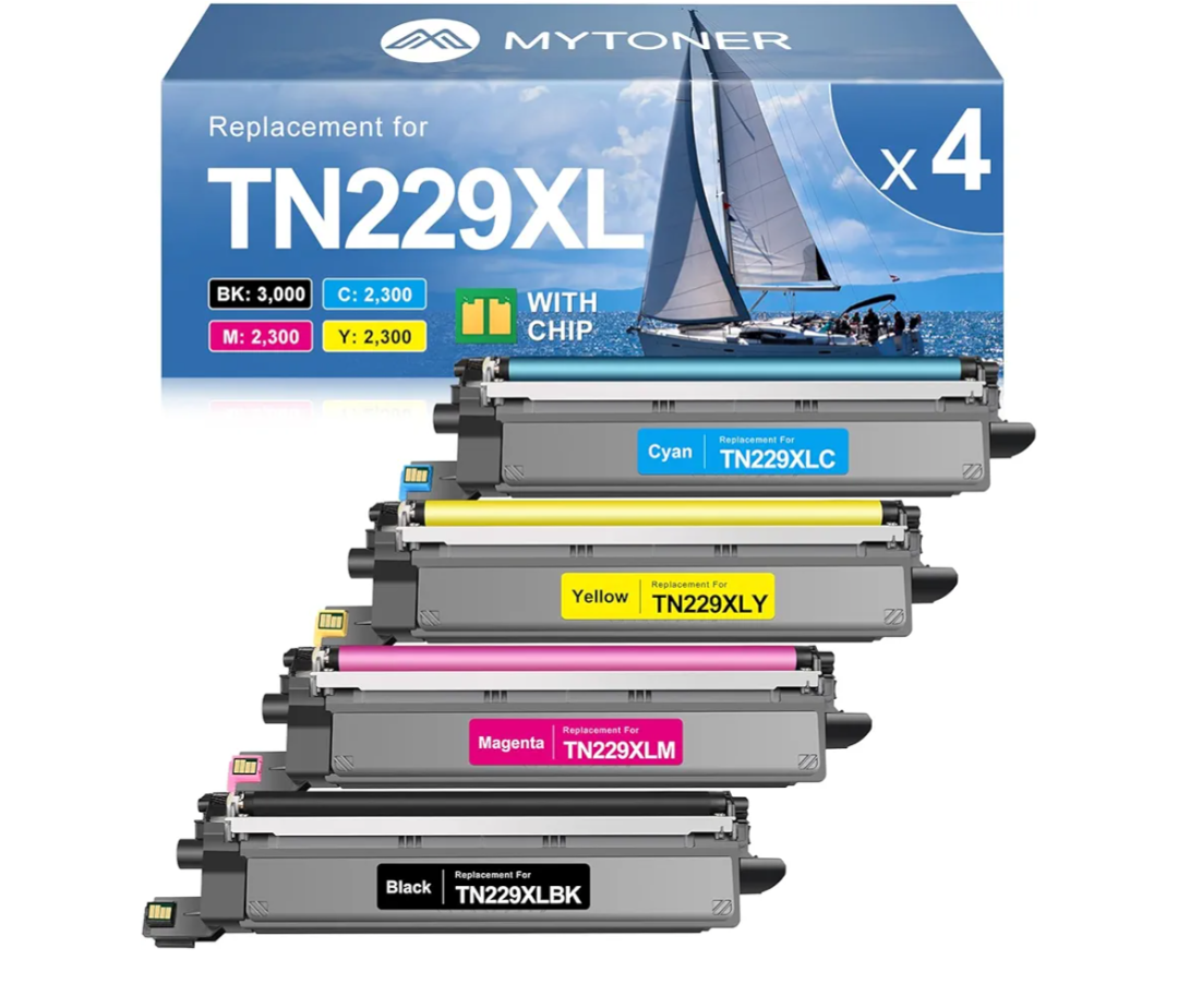MYTONER Compatible Toner Cartridge Replacement for Brother TN229XL TN229 XL Toner Cartridges for MFC-L3720CDW MFC-L3780CDW HL-L3280CDW HL-L3220CDW HL-L3300CDW Printer (4 Pack TN-229XLBK/C/M/Y)