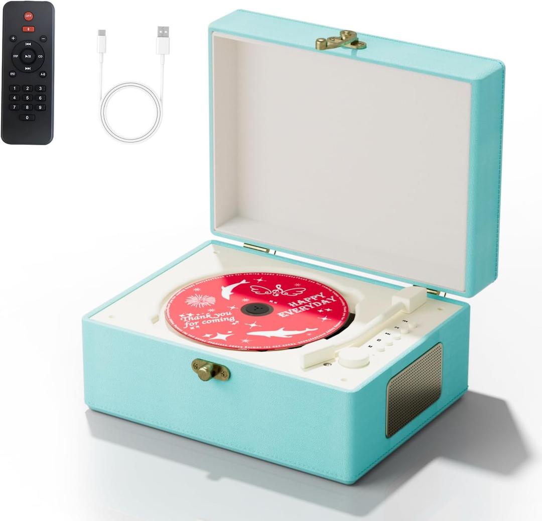 Yintiny Blue Time Music Box CD Player with Speaker for Home Decoration