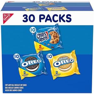Nabisco Sweet Treats Cookie Variety Pack OREO, OREO Golden & CHIPS AHOY!, 30 Snack Packs (2 Cookies Per Pack), Exp. Date:  26 Apr 2026