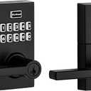Kwikset SmartCode 917 Keypad Keyless Entry Residential Electronic Lever Lock Deadbolt Alternative with Halifax Door Handle, SmartKey Security, Matte Black Contemporary