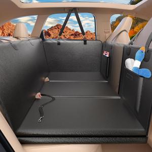 Back Seat Extender for Dogs-Large Space, Hard Bottom Egg Crate Foam Soft Dog Car Seat Cover Holds 420lbs, Sturdy Backseat Extender, Waterproof Pet Car Bed Dog Hammock for Car, SUV, Truck