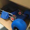 DoubleFill Beach Cart with 12 inch Balloon Wheels for Sand Foldable Beach Buggy Wide Wheel Storage Wagon Rust Free Aluminum Frame with Body Board Holder Removable Tote for Most Terrain(Blue,Classic)