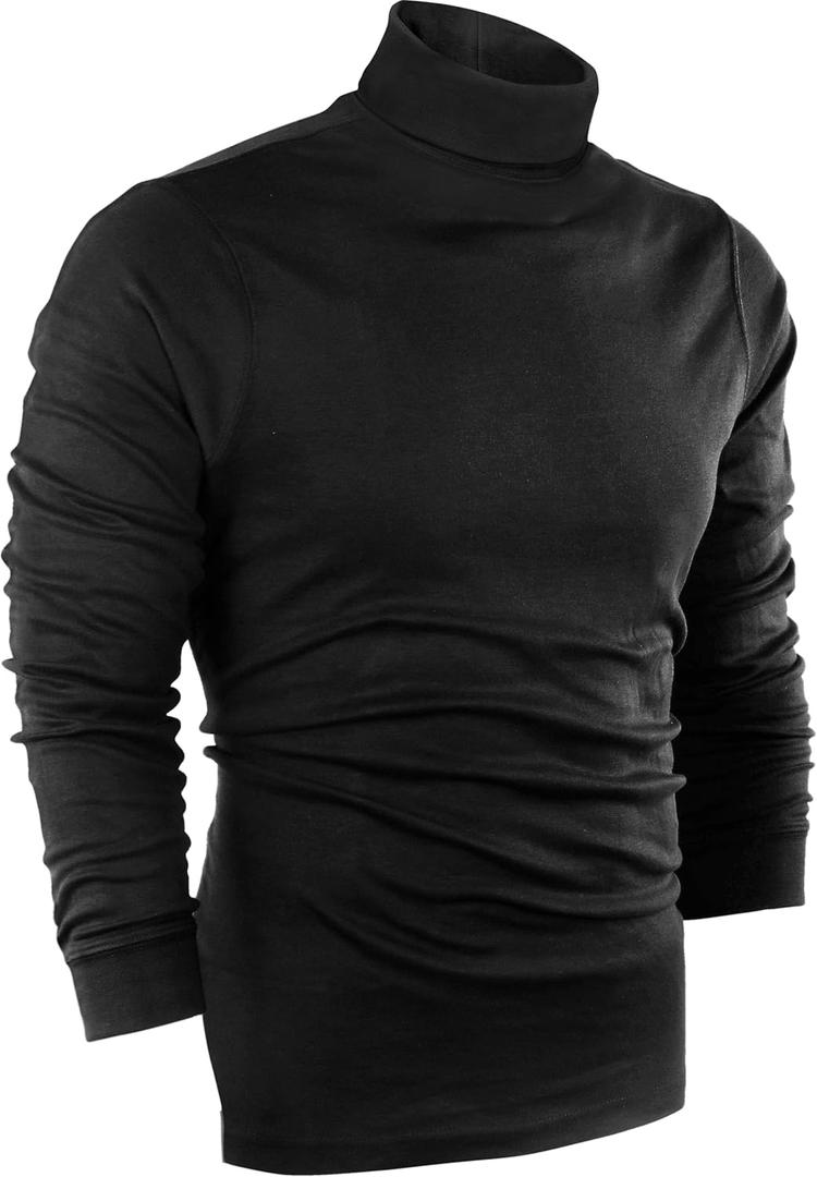 Utopia Wear Turtleneck Men Slim Fit UPF 50+ Lightweight Pullover Sweater Long Sleeves Top (Black, L)