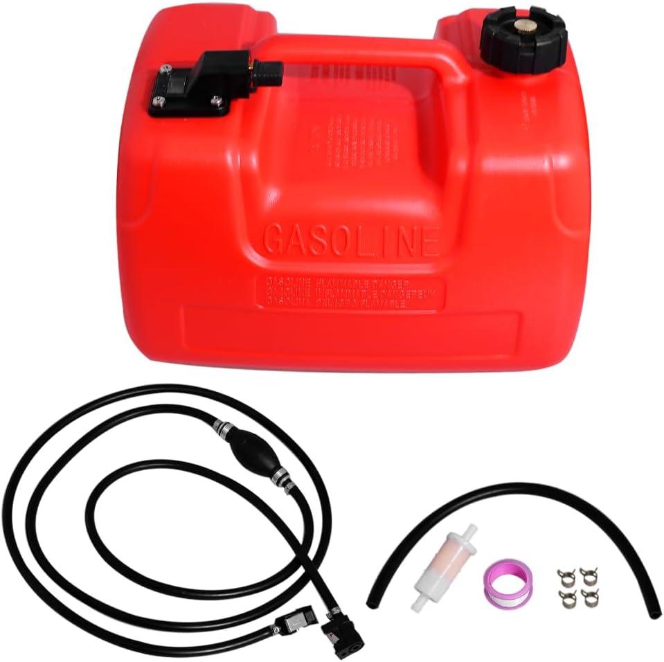 32-858104K08 Outboard Fuel Line Hose Kit With Fuel Tank 12L/3 Gallon Compatible with Yamaha Marine Johnson Mercury Outboard 4 hp-200 hp 5/16" 10 Ft with Primer Bulb Tank Quick Female Connector