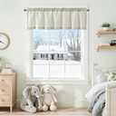 jinchan Valance Curtain Linen Textured Striped Window Curtain for Living Room Light Filtering Farmhouse Valance for Kitchen Rod Pocket 1 Panel 16 Inch Sage Green on Linen 1 Panel