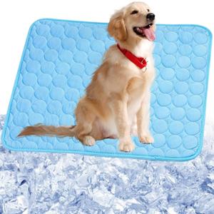 Summer Dog Cooling Mat,2025 Ice Silk Self Cooling Pad for Dogs Cats,Washable & Portable Cooling Dog Bed Indoor Outdoor(Blue,28''x22'')