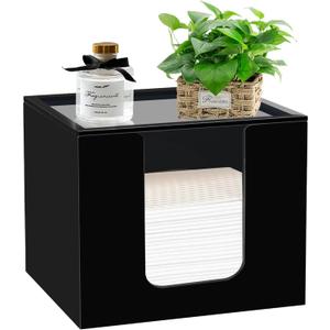 Disposable Face Towel Holder, Acrylic Facial Towels Storage Box Organizer Container for Clean Towels XL, Black Bathroom Organization Home Decor, Black 
