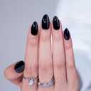 Black Press On Nails Almond - BTArtbox Short Press On Nails with Nail Glue, Fit Perfectly & Natural Reusable Stick On Nails in 16 Sizes - Soft Gel Glue On Nails Kit, Black Velvet