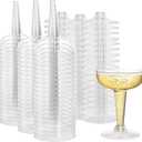 Hacaroa 75 Pack Plastic Champagne Coupe, 4 Oz Champagne Glasses Cocktail Glasses, Disposable Party Stem Cups Dessert Cups for Martini, Margarita, Birthday, Wedding