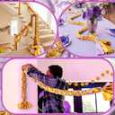 Princess Theme Table Runner Braided Tablerunner Purple and Gold Satin Decor 79 Inch Table Decorations for Wedding Birthday Party Baby Shower Anniversary Party Supplies