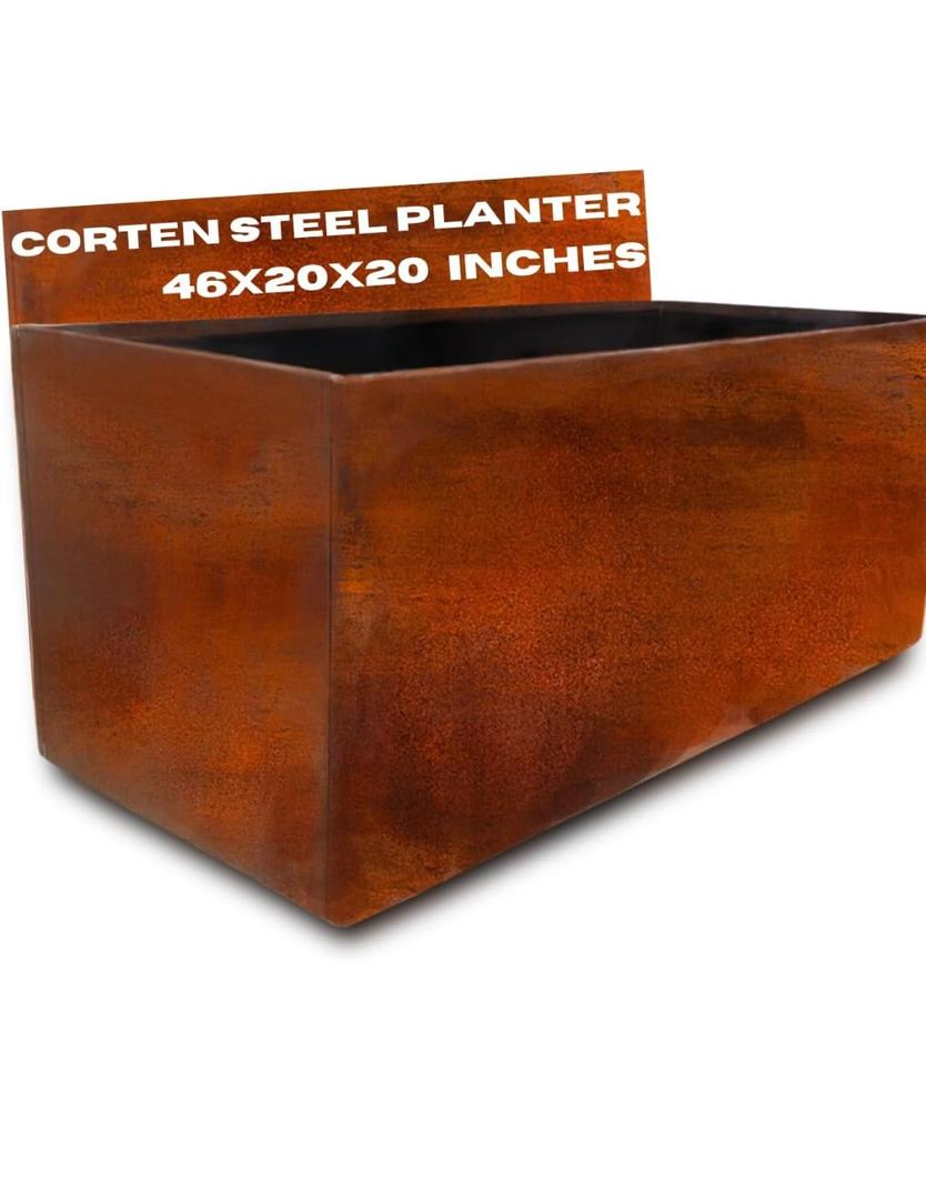 Corten Steel Planter Large Rectangle for Outdoor, Metal Planter Box - 46x20x20 inch - Flower Pot for Garden, Patio, Commercial, Farmhouse, Industrial - Long Rectangular Plants Container