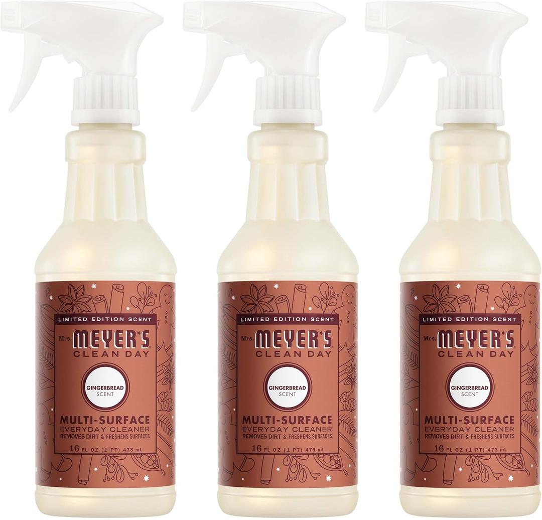 Mrs. MEYER'S CLEAN DAY Multi-Surface Everyday Cleaner, Gingerbread Scent, 16 Fl Oz Bottle - 3 Pack
