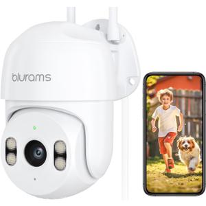 blurams 2K Security Camera Outdoor, 360 PTZ Cameras for Home Security Outside with Motion Detection Tracking, Color Night Vision, Two-Way Audio, IP66 Weatherproof, 2.4GHz Wi-Fi, Works with Alexa