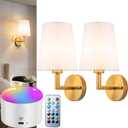 Battery Operated Wall Sconces Set of 2, 10000mAh Rechargeable Wall Lights with Remote, RGB Dimmable LED Sconce Lighting for Bedroom Living Room Hallway, No Wiring Required