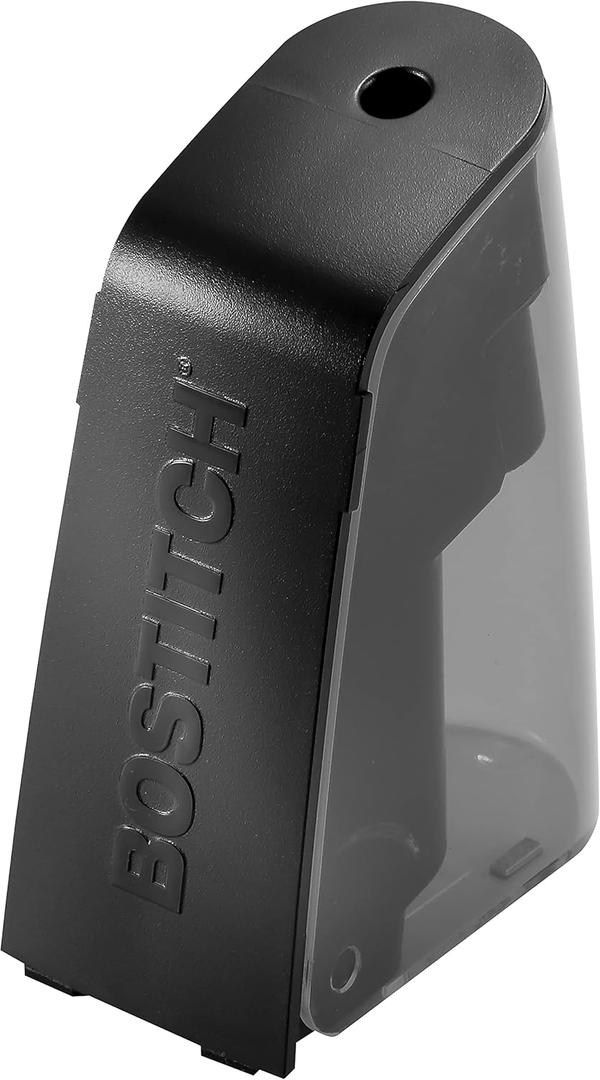 Bostitch Office Battery Pencil Sharpener, Hinged Tray, Colored Pencil Compatible, Blue (BPS2-BLUE) (BPS2-BLK) (Black)