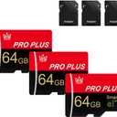 3 Pack Memory Card 64GB with Adapter, High Speed TF Card, UHS-I C10 A1 Memory TF Card for Tablet/Mobile Phone/Camera/Car Audio/Game Console (64GB-3 Pack)