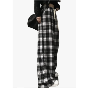 Casual Plaid Pants Y2K Goth Alt Baggy Pants Fairy Grunge Alternative Clothing Drawstring Fairycore Streetwear, S