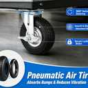 10 Inch Pneumatic Caster Wheels with Brake, 1200 lbs Capacity，Set of 4 Swivel Wheels for carts Heavy Duty， Rubber Wheels for Workbench, Trolley and Wagon，mounting Hardware Included