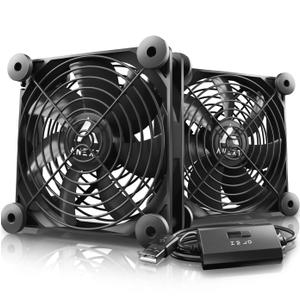 ANEXT, 120mm USB Computer Fan Black, 120mm Fan, Silent Fans for Receiver DVR PlayStation Xbox Computer Cabinet Cooling, 2 in 1 Packs Black