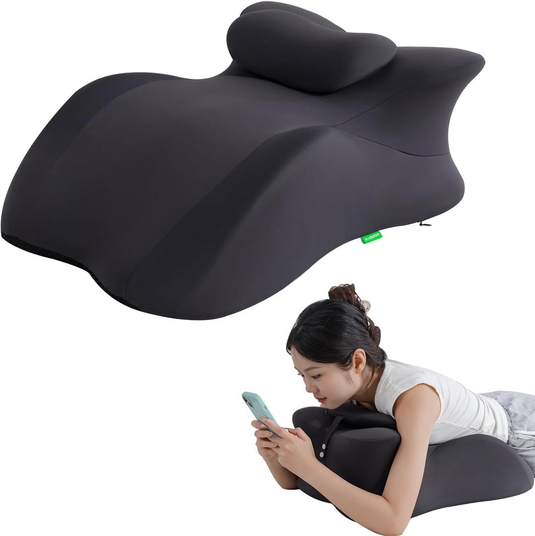 SheRest Adjustable Headrest Reading Pillow for Bed Adults - Memory Foam Back Support Wedge for Acid Reflux, Snoring & Legs, Dark Gray (22.8"x15"x9")