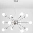 Modern Chandelier Light Fixture, 12-Light Brushed Nickel Sputnik Chandelier, Mid Century Industrial Sputnik Light Fixture for Dining Room Living Room Kitchen Hallway Foyer Bedroom, Height Adjustable