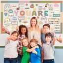 90 Pcs Boho Affirmation Station Classroom Bulletin Board Set Motivational Bulletin Board Back to School Positive Affirmations Accent Cutout Mirror Growth Mindset Decor for School Office Home