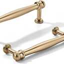 khtumeware 2 Pack 4inch(102mm) Hole Center Brushed Brass Cabinet pulls Satin Brass Solid Heavy-Duty Tradition Kitchen Cabinet Handle Cabinet Hardware for Dressing Table Bathroom Pull