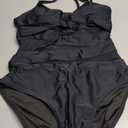 Women's Sexy Mesh Tummy Control Swimsuits V Neck Push Up One Piece Bathing Suits Slimming Swimwear (Black, M)