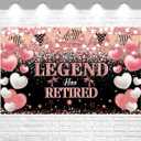 Happy Retirement Backdrop Banner Party Decorations Black Rose Background for Men Women The Legend Has Retired Supplies Sign 70.8 x 43.3 Inch