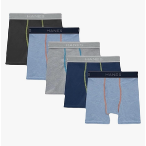 Hanes Boys' Boxer Briefs, Moisture-wicking Cotton Stretch Underwear, Assorted 5-Pack, S