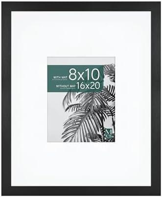 MCS Studio Gallery 16x20 Matted Photo Frame with 8x10 Picture Display, Black Woodgrain Vertical & Horizontal Wall Hanging Large Picture Frame for Photos & Art Prints (1-Pack)