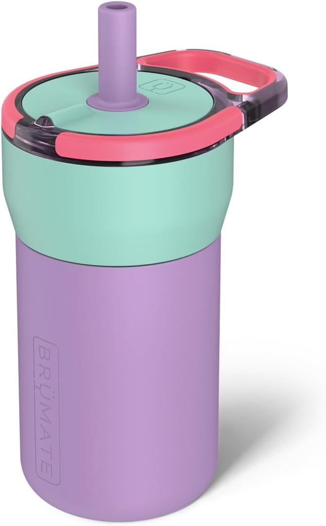 BrMate Leap 12oz 100% Leakproof Kids Tumbler with Handle and Silicone Soft Straw | Drop Resistant Silicone Sleeve | For Kids 4+ | Insulated Stainless Steel | Cup Holder Friendly | 12oz (Stardust)