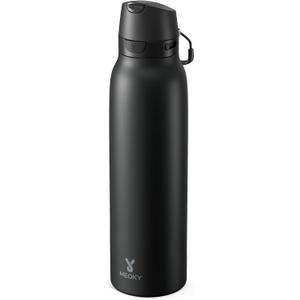 Meoky 24 oz Slim Insulated Water Bottle: Leak Proof Locking Lid, 2-in-1 Straw and Spout, 24 Hours Cold, Top Handle, BPA Free, Stainless Steel Water Bottle for Men Sports Travel Gym, Night