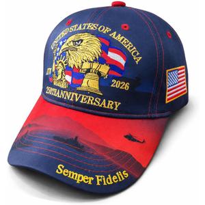 250th Anniversary Patriotic Baseball Cap, Embroidered USA Flag Hat, Adjustable Cotton Cap for Men Women, American Heritage Gift for Independence Day and Veterans Day Dark Blue