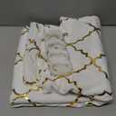 FINECITY White Shower Curtain Gold Moroccan Pattern with 12 Hooks Included, 72 x 72 Inch, 1 Panel