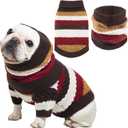 2 Pcs Scarf and Sweater Set for Dogs & Owners, Soft & Warm Dog Ear Protection, Cozy Dog Earmuffs Anxiety Reducing, Fashionable Winter Scarf for Small/Medium/Large Dogs and Humans, Brown