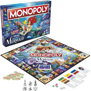 Monopoly Hasbro Gaming Disney's The Little Mermaid Edition Board Game, 2-6 Players for Family and Kids Ages 8+, with 6 Themed Tokens