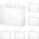 woric 6 Pack Large Clear Gift Bags with Handle, 11.8"X3.9"x9.8" Plastic Christmas Gift Bags Shopping Bag for Small Business Gifts Party Favors Stocking Stuffers