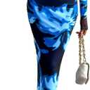 PRETTYGARDEN Bodycon Maxi Dress 2025 Fall Floral Long Sleeve Sexy Mesh Cocktail Wedding Guest Long Dresses (Black Blue Flower, Medium)