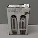 Gravity Electric Pepper and Salt Grinder Set, Adjustable Coarseness, Automatic Shakers Mill Grinder with LED Light, Battery Powered, Upgraded Larger Capacity, One Hand Operated (Sliver 2 Pack)