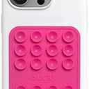 Pack of 3, SUCKY Silicone Suction Phone Case Adhesive Mount - Anti-Slip Holder, Hands-Free Fidget Toy, Phone Accessory for iPhone and Android (Hot Pink, Double Sided)
