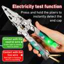 2025 New Tuvilo Electrical PliersPliers with Screwdriver & Wire Stripper  Folding Design, Cr-V Steel, Cuts, Strips, Crimps, Voltage Test, Portable Hand Tool for Home, Auto, and DIY Repair