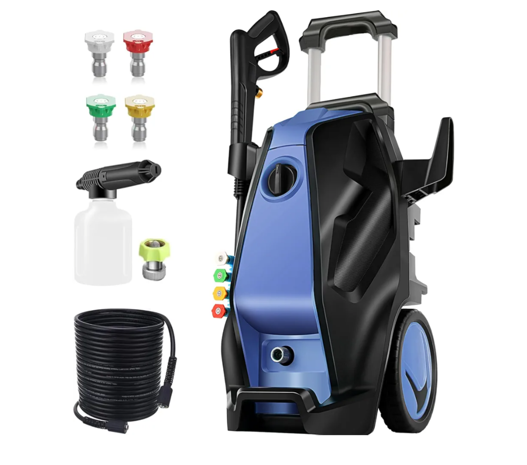 5000PSI 4.0GPM Heavy Duty Power Cleaner with 33 FT Extension Hose, 4 Quick Connect Nozzles and Foam Cannon for Cars/Fences/Driveways/Patios/Home Cleaning, Blue